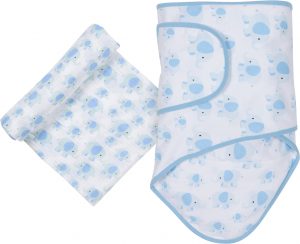 Blue Elephants Miracle Blanket and MiracleWare Muslin Swaddle Set