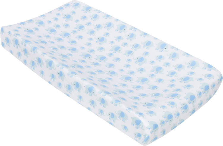 Blue Elephants MiracleWare Muslin Changing Pad Cover