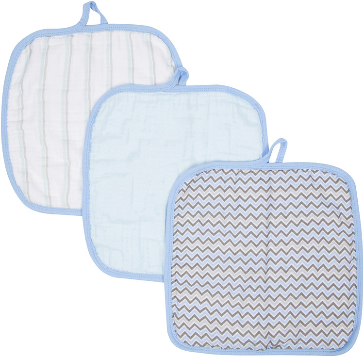 Blue MiracleWare Muslin Baby Washcloths 3-pack