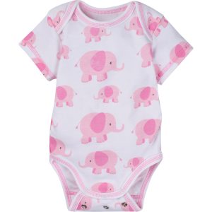Pink Elephant Adjustable Bodysuit Short-Sleeve