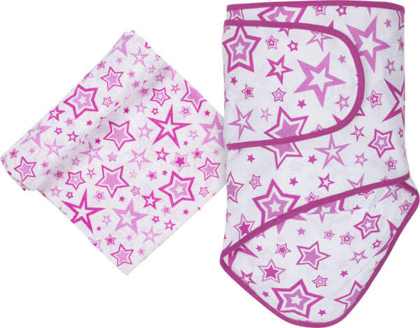 Radiant Orchid Stars Miracle Blanket and Muslin Swaddle Set